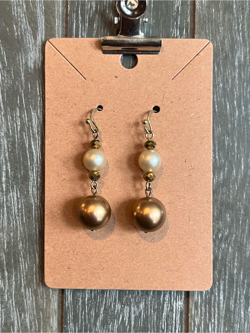 Vintage Elegant Pearl Drop Earrings in Champagne and Ivory